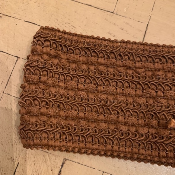 Brown Stretchy Wide Woven Boho Belt Faux Leather - Picture 7 of 8